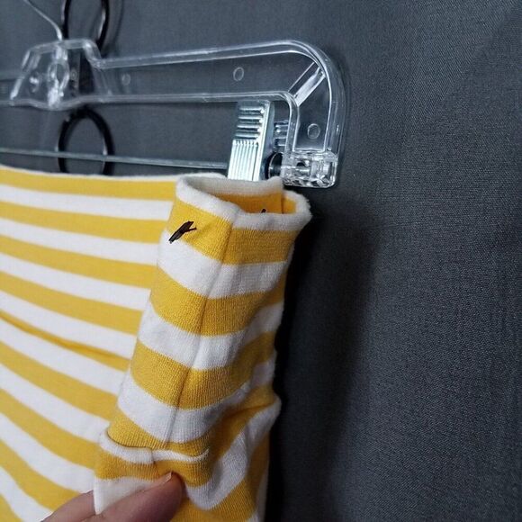 Bizzy Sewing Small Pull On Knee Length Pencil Skirt Yellow White Stripes S - Picture 4 of 12